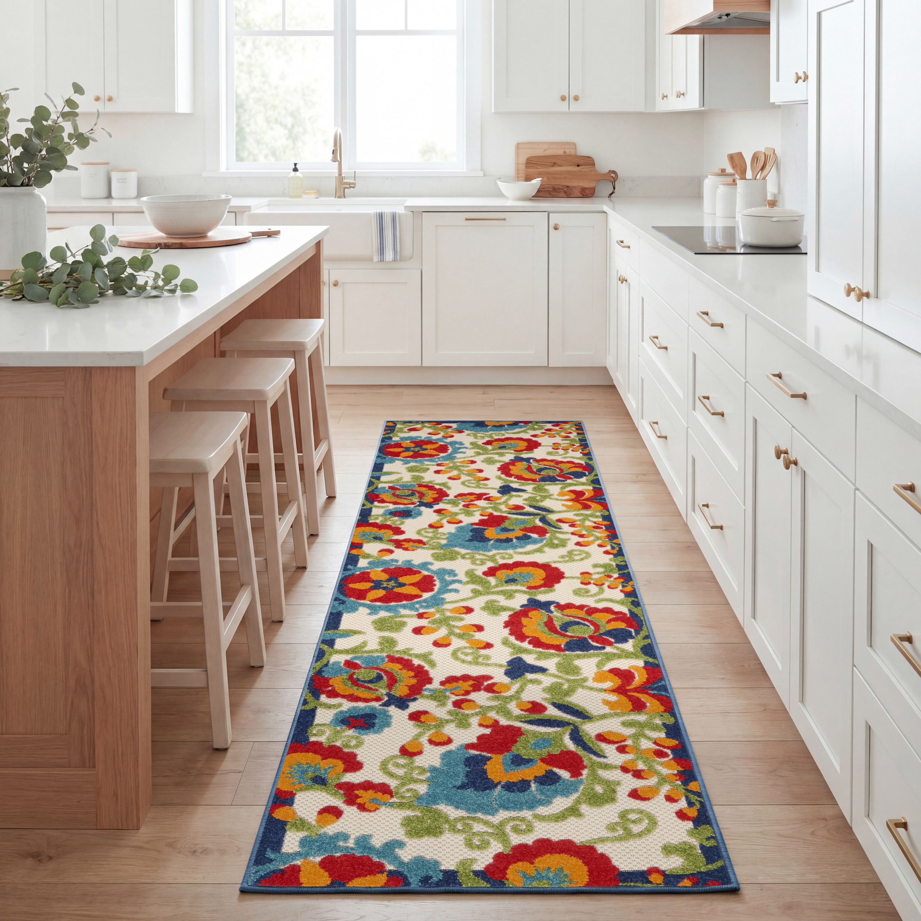 Nourison Aloha 2'3" x 12' Multicolor Farmhouse Rug