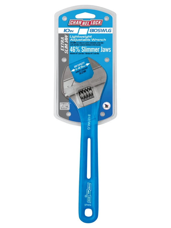 810SWLG 10-inch Lightweight Extra Slim Jaw WideAzz® Adjustable Wrench