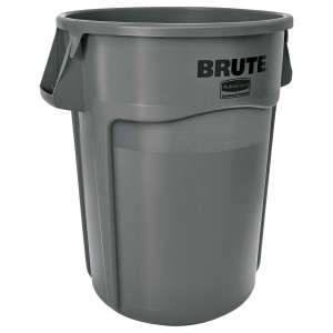 Rubbermaid Commercial, VENTED BRUTE®, 44gal, Plastic, Gray, Round, Receptacle