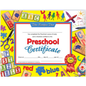 Preschool Certificate, 8.5" x 11", Pack of 30