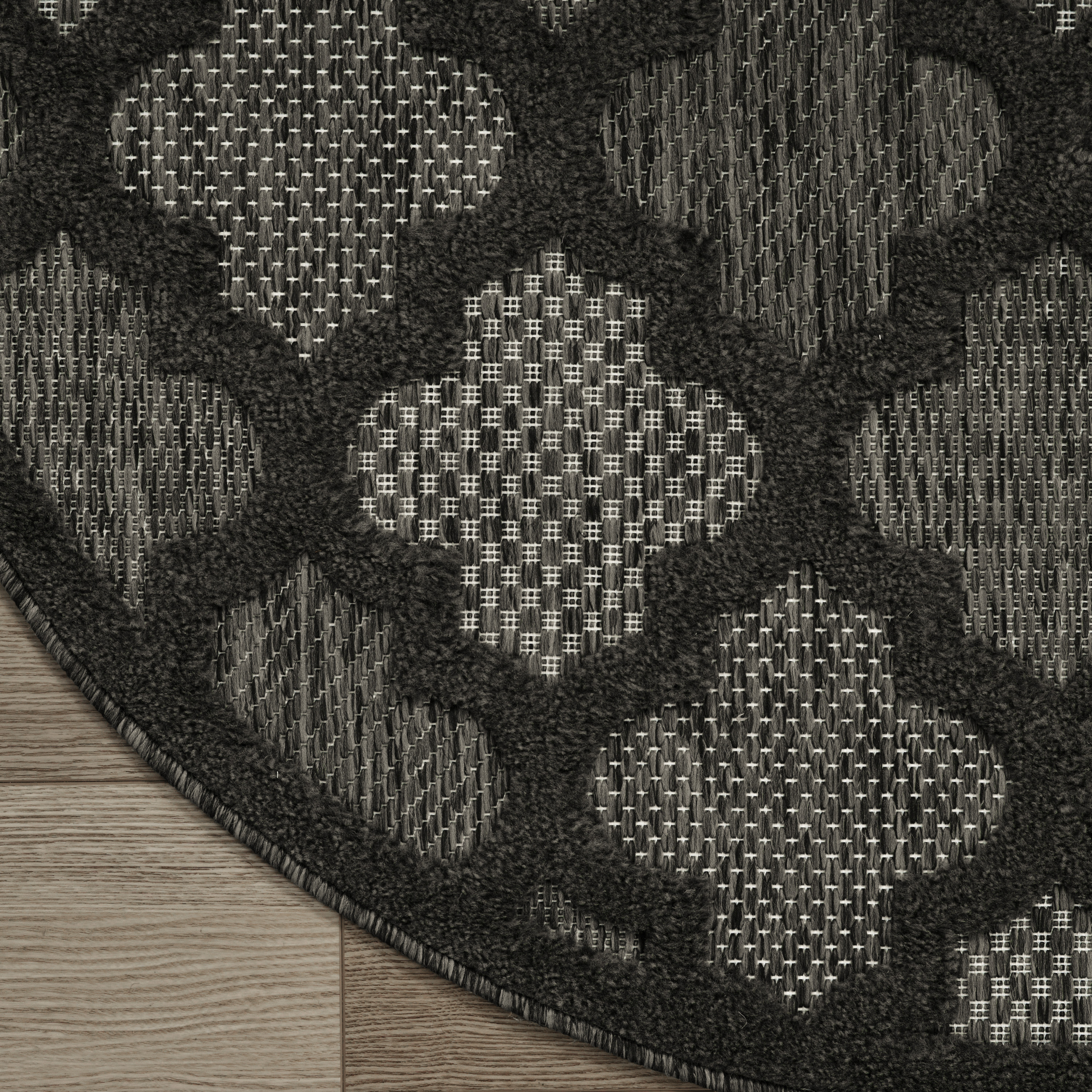 Nourison Easy Care 8' x Round Charcoal Black Modern Rug
