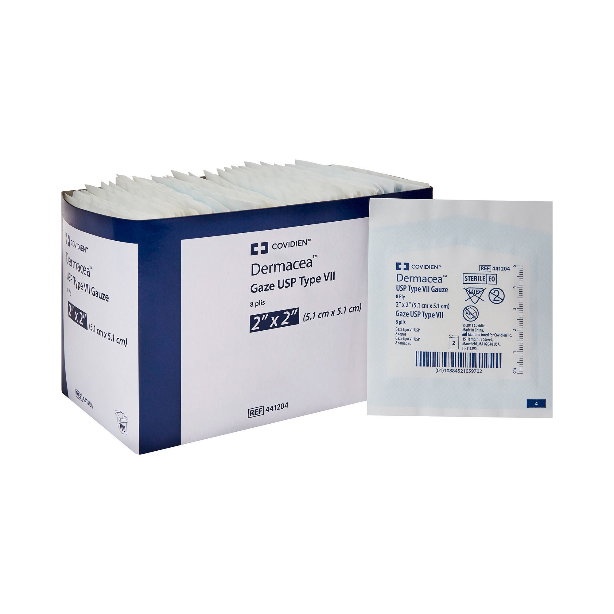 Dermacea™ Sterile USP Type VII Gauze Sponge, 2 x 2 Inch, Eight-Ply