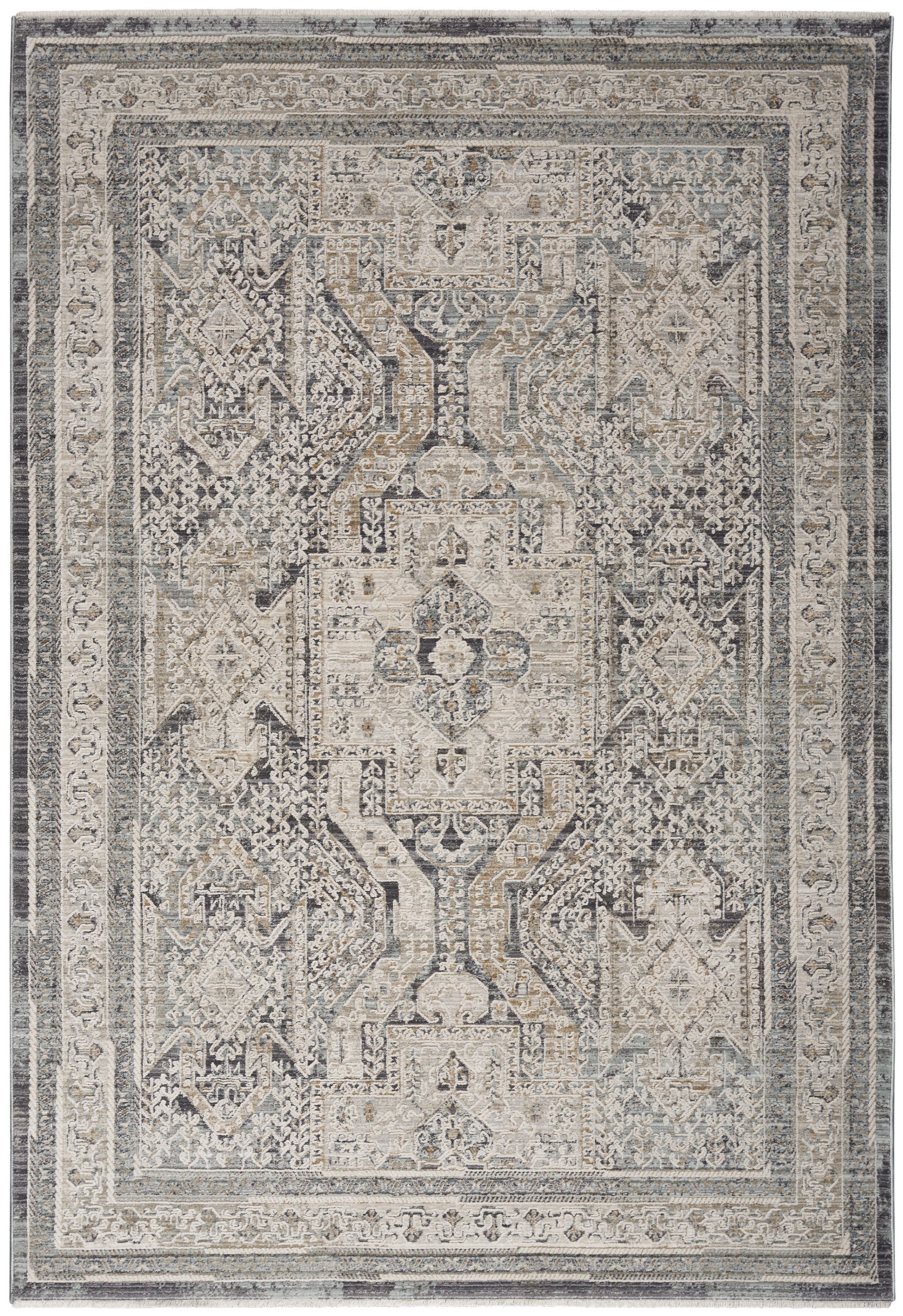 Nourison Lynx 5'3" x 7'10" Ivory Charcoal Vintage Indoor Rug