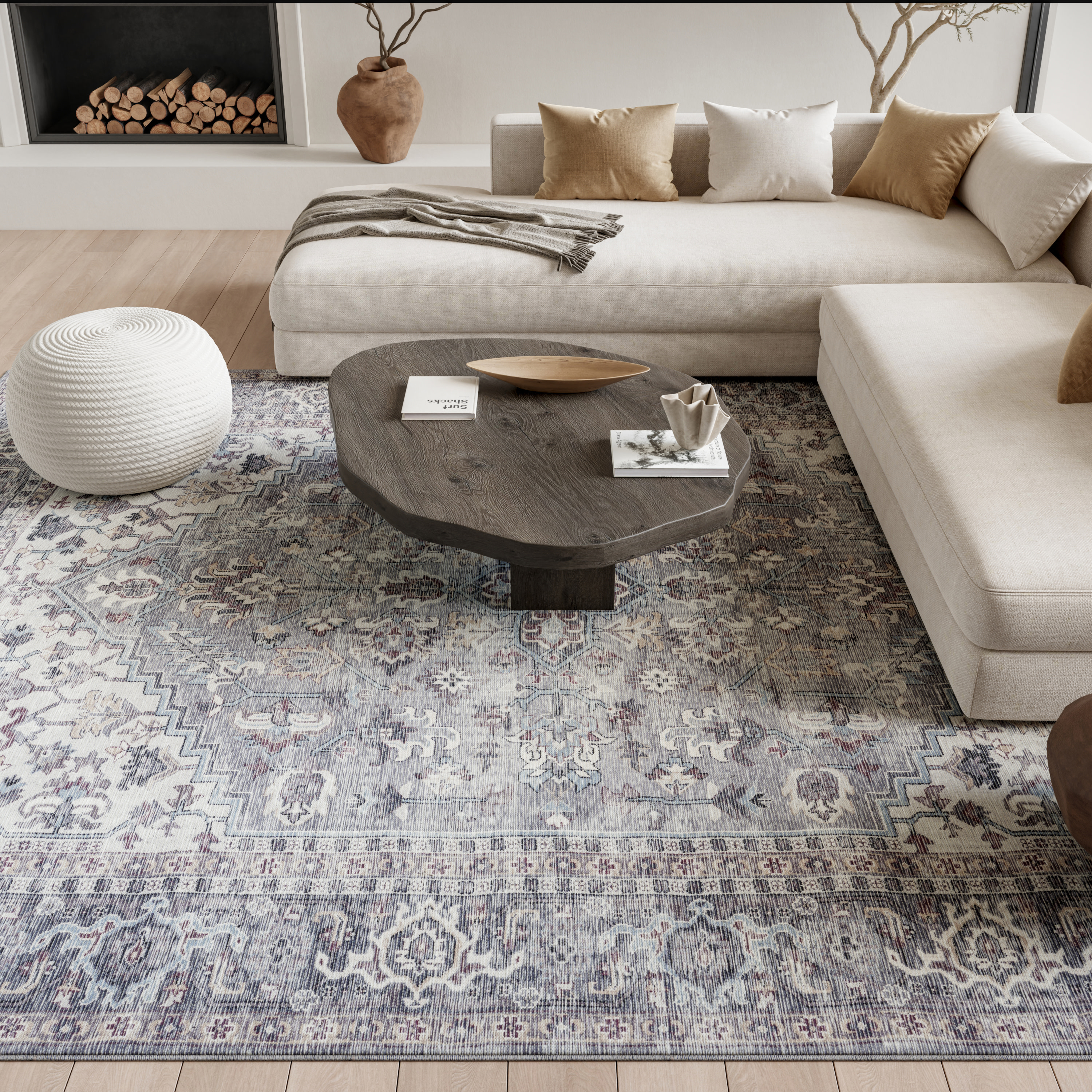 Nourison New Concept Washables 7'10" x 9'10" Grey Vintage Indoor Rug