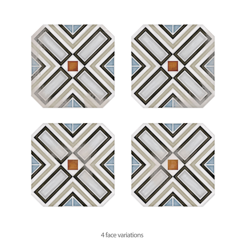 Vaudeville Octagon Deco Ritter 7-7/8 in. x 7-7/8 in. Porcelain Floor and Wall Tile