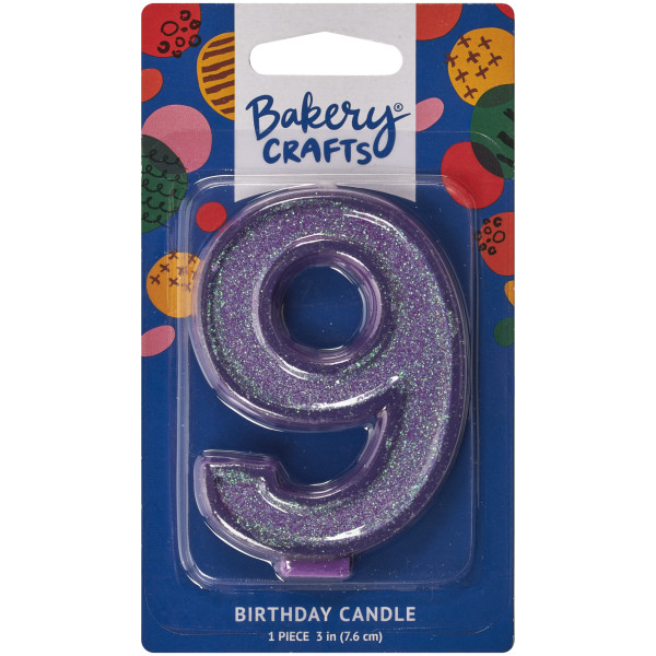 9 Glitter Numeral Candles