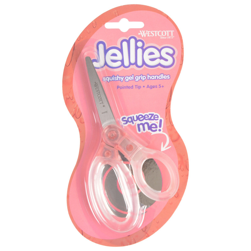 Kids Scissors, Squishy Gel Handle, Assorted Colors, 5 in, Pack of 12