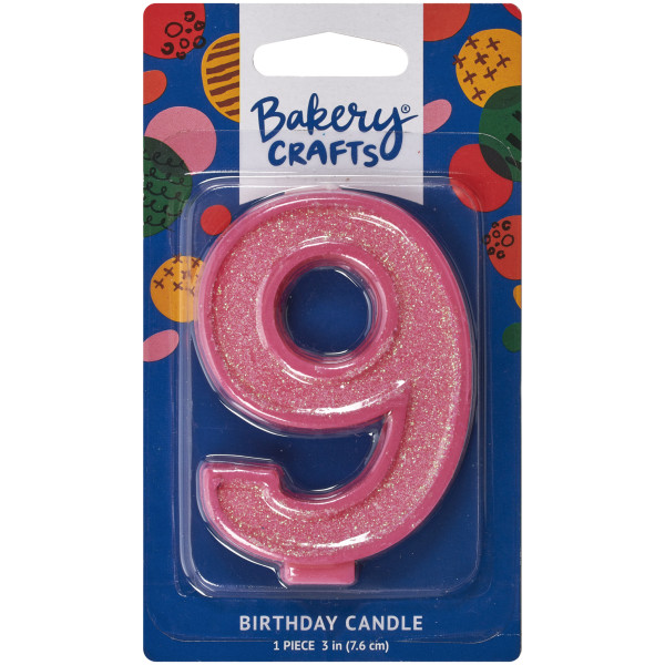 9 Glitter Numeral Candles