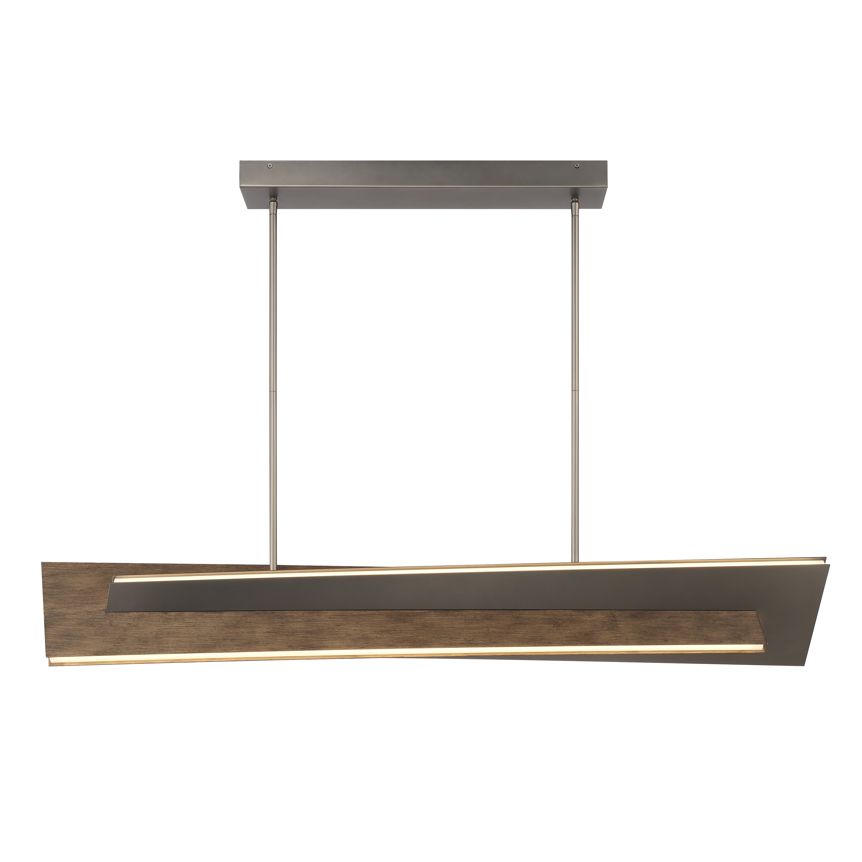 The Intersezioni combines industrial-modern aesthetics with practical LED performance. Its 50-inch linear profile delivers 3,536 lumens with exceptional 94 CRI, while the midnight iron and faux walnut finish adds warmth. ADA compliant design makes it versatile for residential and commercial spaces. - alternate view