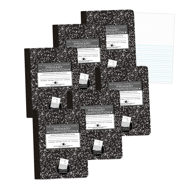 Marble Composition Book, Picture Story Ruled, Pack of 6