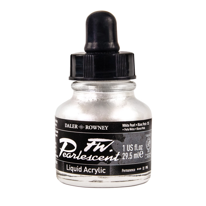 FW Acrylic Ink, Pearlescent White Pearl, 29.5 mL