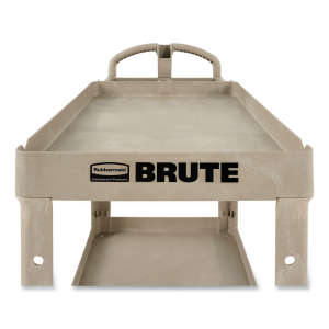 Rubbermaid Commercial, BRUTE Heavy Duty, Ergo Handle, Lipped Shelf, Small, Utility Cart, Beige
