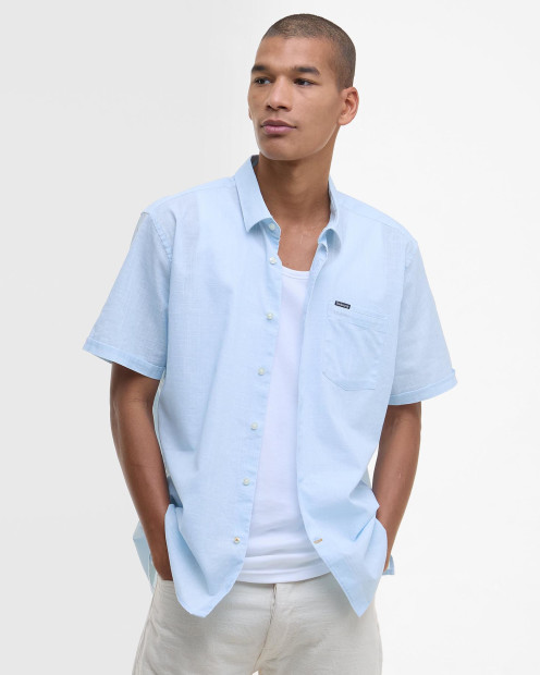 Pigment Dye Slub Short-Sleeved Shirt Bleached Blue