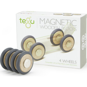 Magnetic Wooden Blocks, Wheels Accessory, Pack of 4