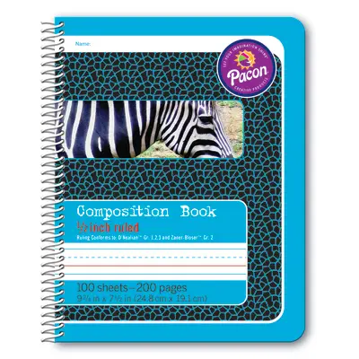 Pacon  Primary Composition Book, Spiral Bound, D'Nealian Grades 1-3 / Zaner-Bloser Grade 2, 1/2 in x 1/4 in x 1/4 in ruled 9-3/4