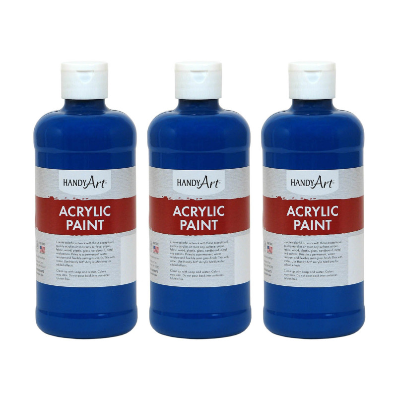 Acrylic Paint 16 oz, Ultra Blue, Pack of 3