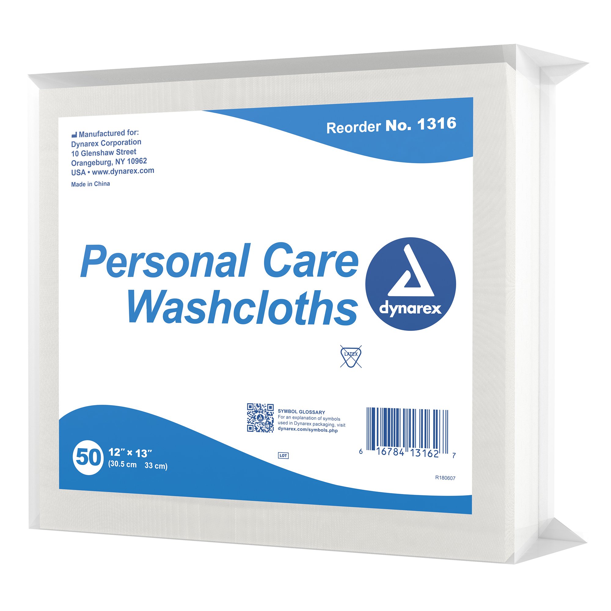 dynarex® Personal Care Washcloth, Disposable, 12 x 13 Inch
