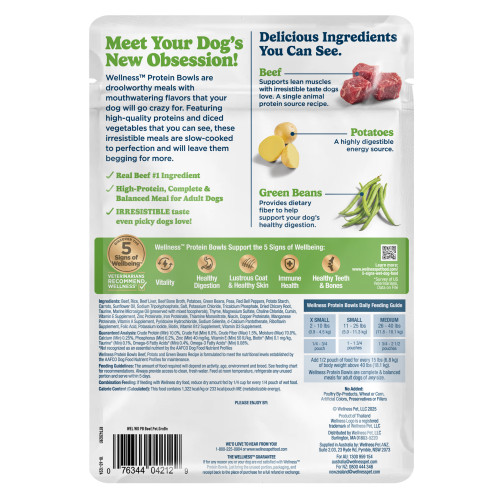Wellness Protein Bowls Beef, Potato & Green Beans back packaging