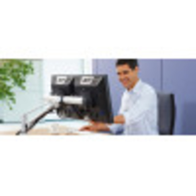 Easily align two monitors for side-by-side viewing to enhance comfort and productivity.