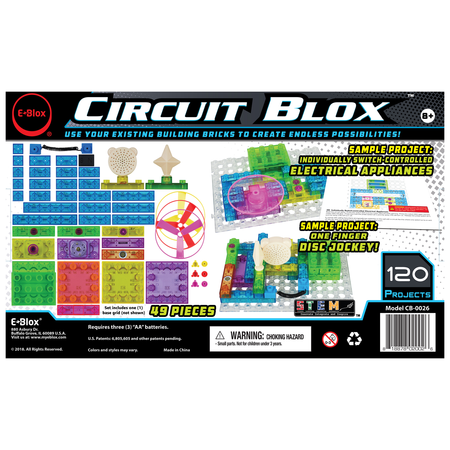 E-Blox Circuit Blox 120, Circuit Board Building Blocks, 49 Pieces image number null