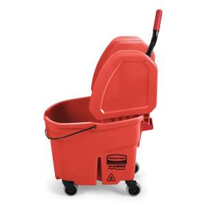 Rubbermaid Commercial, WaveBrake, 35qt, Mop Bucket w/ Sidepress Wringer, Red
