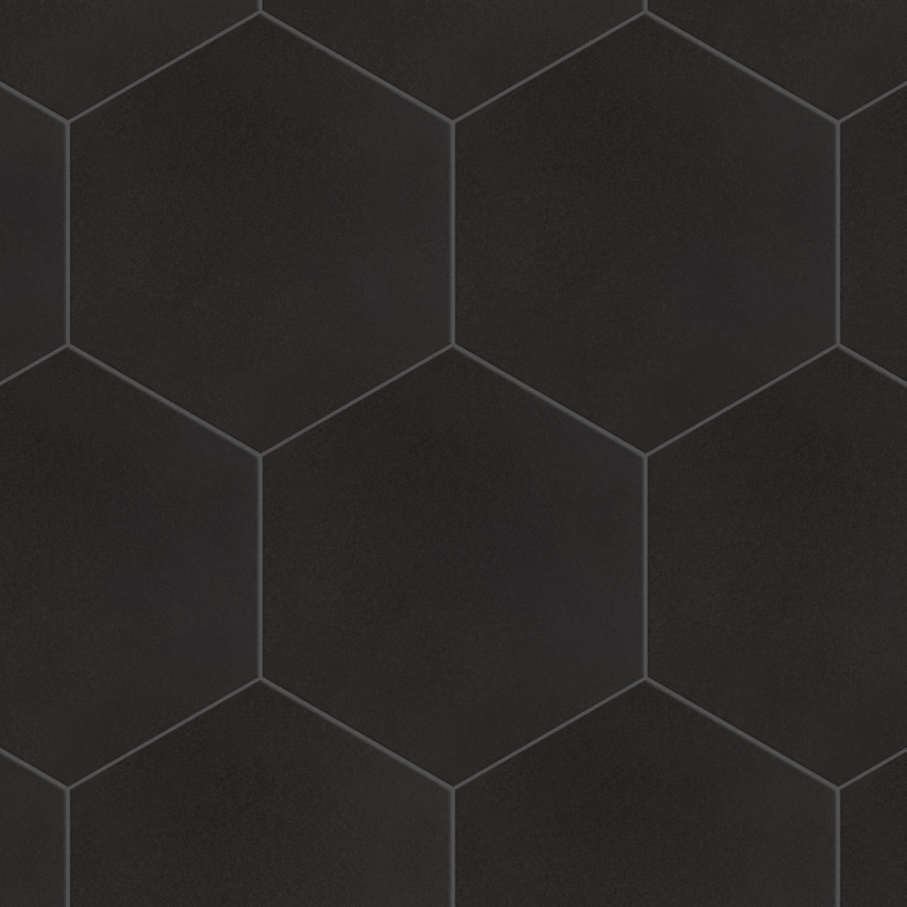 Textile Basic Grand Hex Black 19 in. x 22 in. Porcelain Floor and Wall Tile
