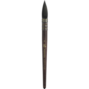 Neptune Quill Brush, Synthetic Bristles, Short Handle Watercolor Paintbrush, Dark Wood, Size 6, 1 Count