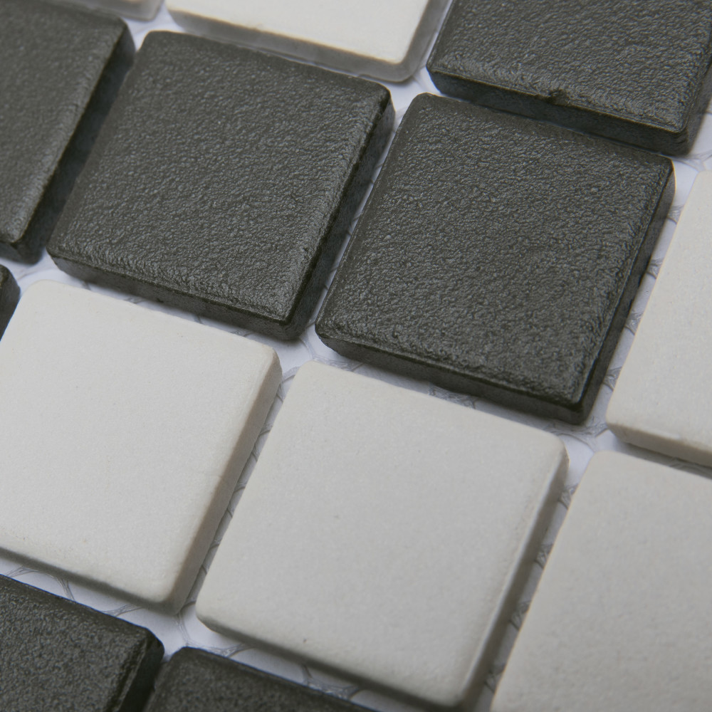 Gotham 1″ Greek Key Border Unglazed Black and White 8-3/4 in. x 11-3/4 in. Porcelain Mosaic Tile