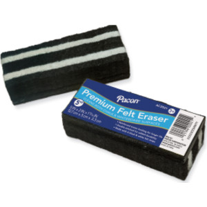 Chalk & Whiteboard Eraser, Premium, 6 Black & White Felt Strips, Double-Stitched, Reinforced Backing, 5", 1 Eraser