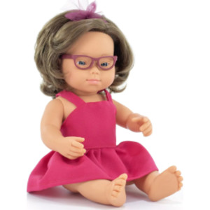 My Friends & Me Baby Doll, Caucasian Girl With Down Syndrome And Glasses, 15", Boxed