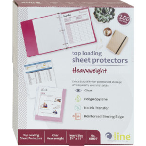 Heavyweight Poly Sheet Protectors, Clear, Top Loading, 11" x 8-1/2", Box of 200