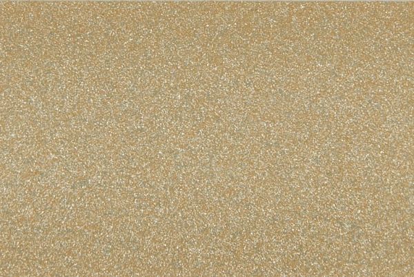 Fine golden-brown granular material with small reflective particles — forming a uniformly textured, glittering surface in a close-up, evenly lit view that fills the frame.