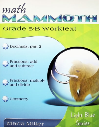 Math Mammoth Light Blue Series Grade 5-B Worktext (2023 Edition, Black & White)