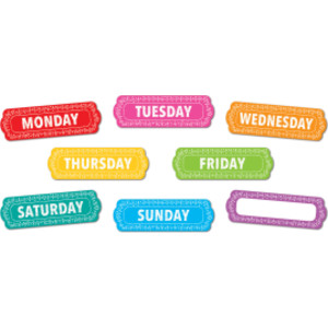 Magnetic Die-Cut Timesavers & Labels, Days of the Week, Chalk Loops, 8 Pieces