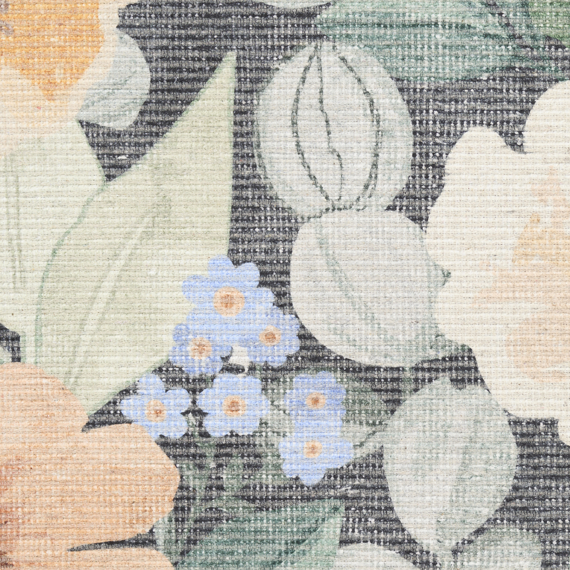 Nourison Botanical Washables 5' x 7' Charcoal Multicolor Farmhouse Indoor Rug