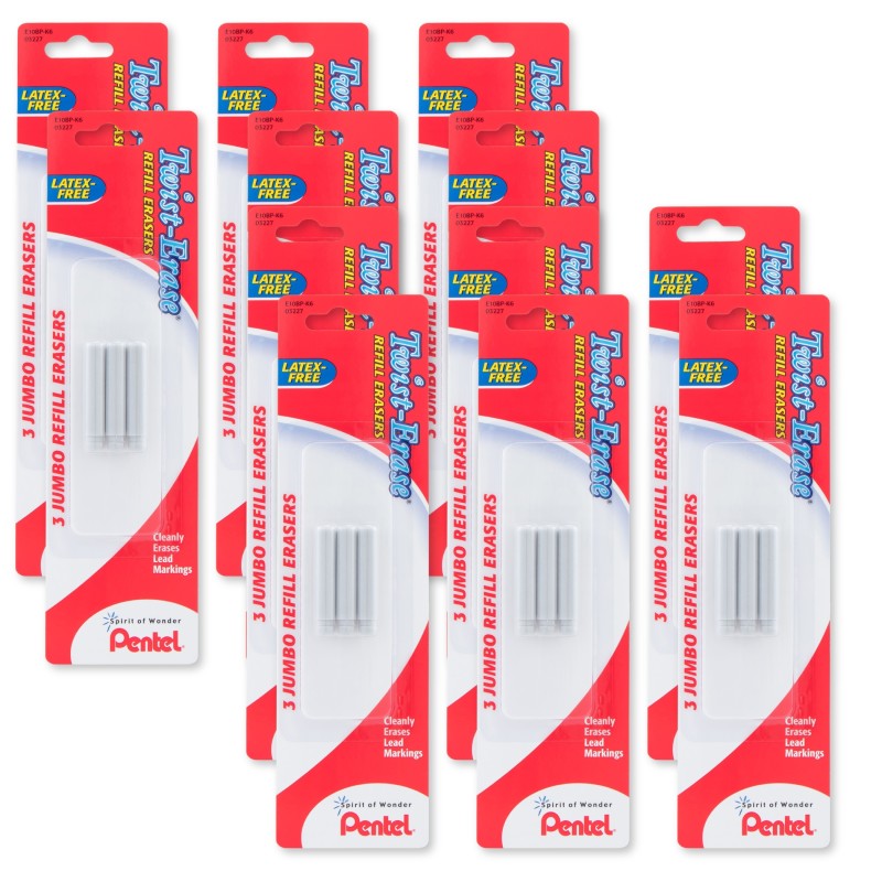 Refill Eraser For Pentel Twist-Erase Series Pencils, 2 Packs of 18 Erasers, 36 Erasers Total