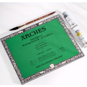 Aquarelle Watercolor Paper Block, Cold Press, Natural White, 140 lb (300 gsm), 20 Sheet, 8x10 in, 1 Count