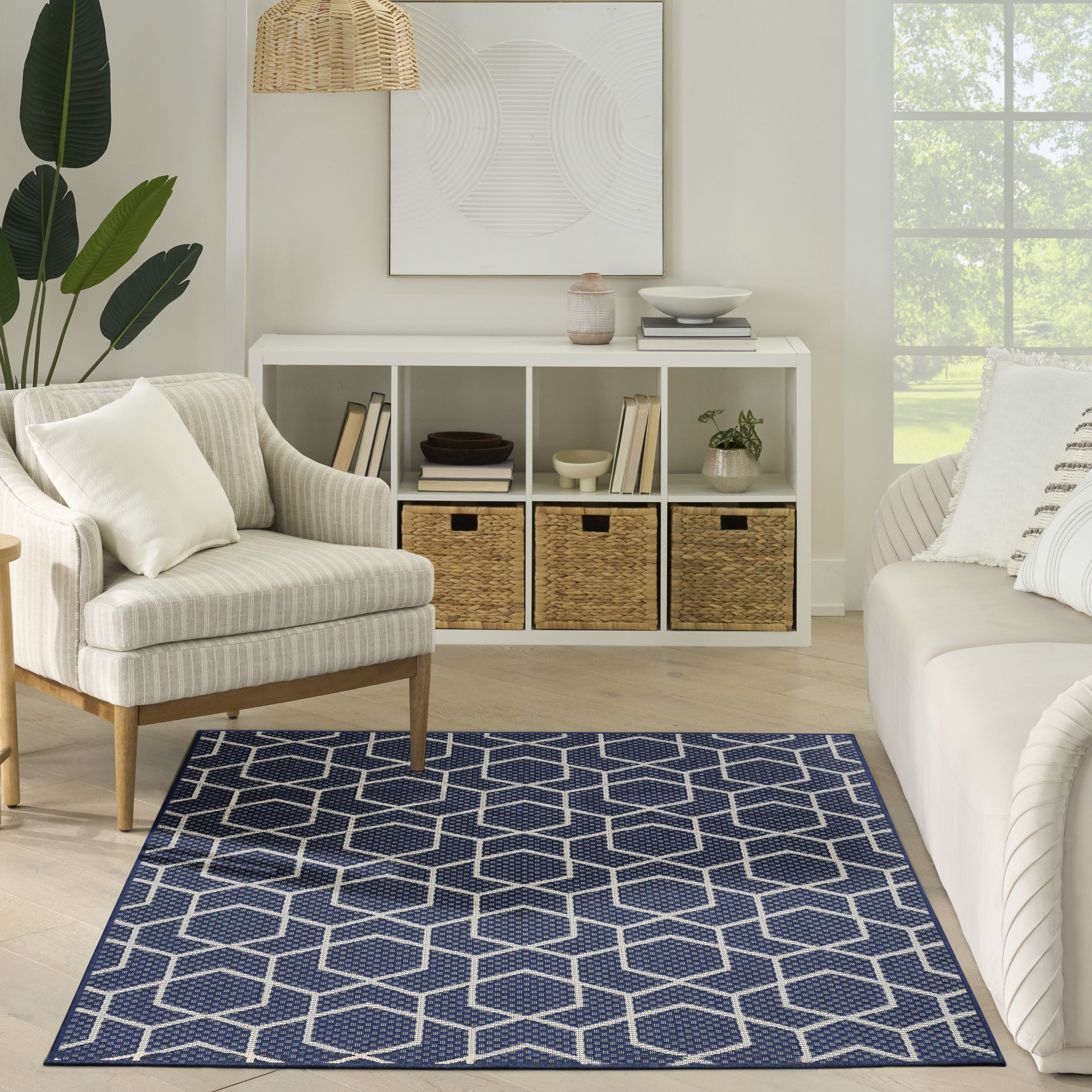 Nourison Horizon Indoor/Outdoor 6' x 9' Navy Modern Rug