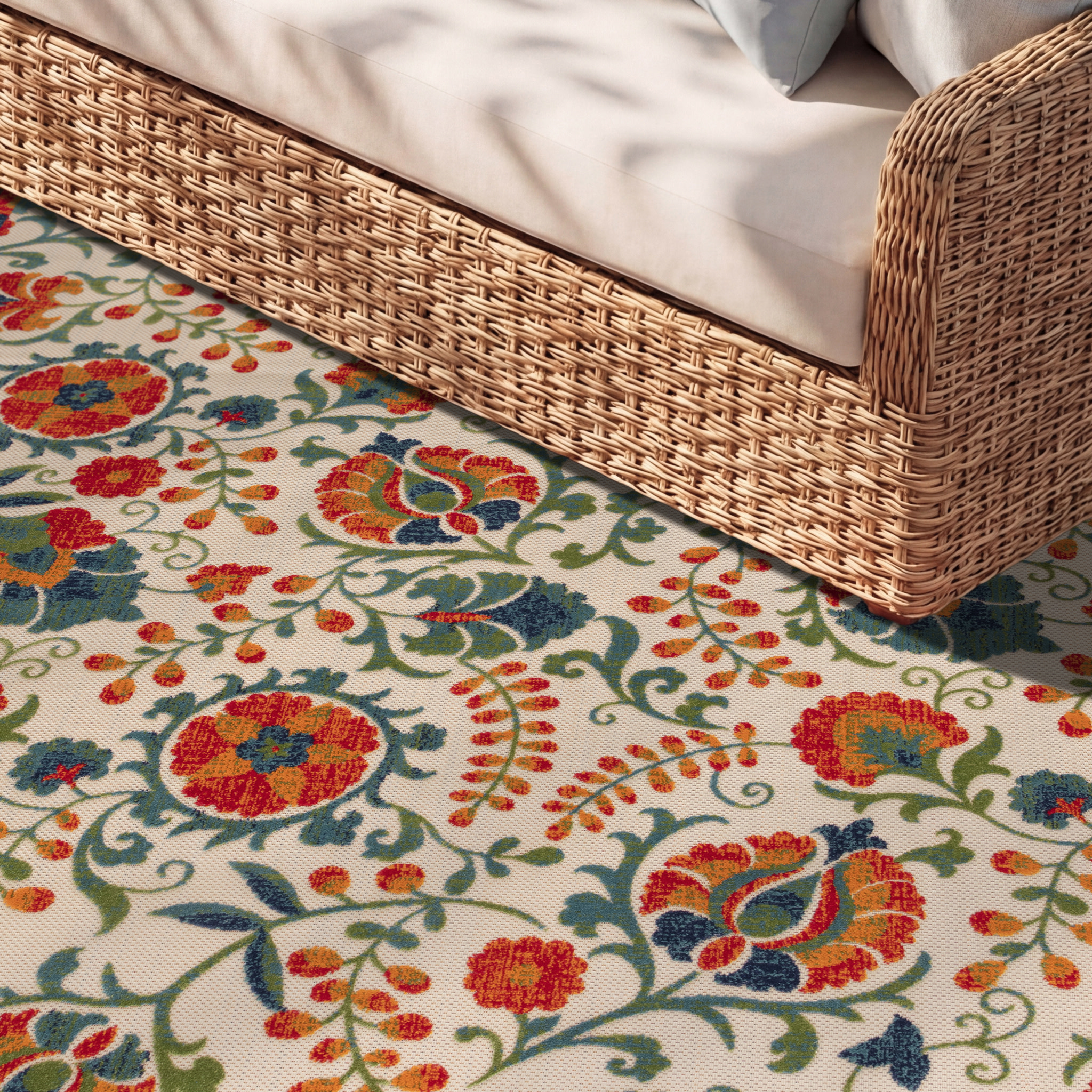 Nourison Aloha 7'10" x 10'6" Red Multicolor Farmhouse Rug