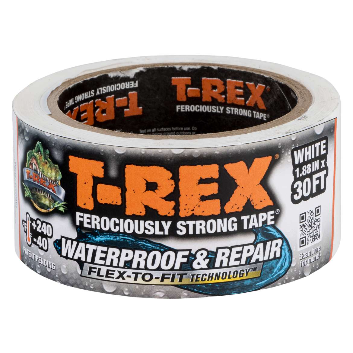 T-Rex® Ferociously Strong® Waterproof and Repair Tape – White, 1.88 in. x 30 ft.