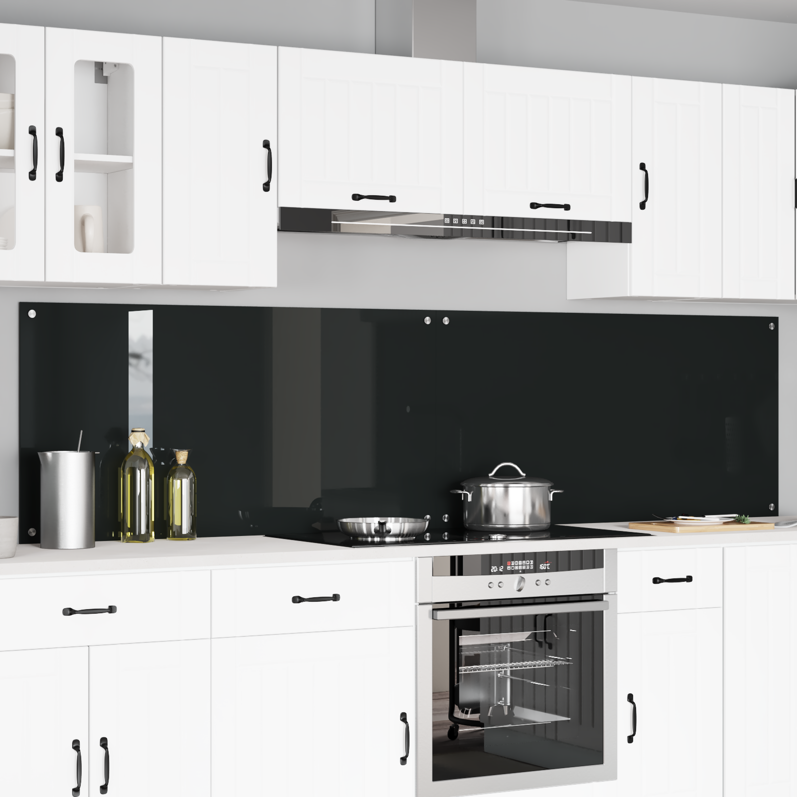Keukenachterwand 2 pcs Zwart 120 x 60 cm gehard glas image 2