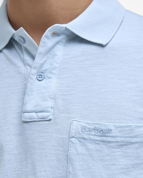 Pigment Dye Slub Polo Shirt Bleached Blue