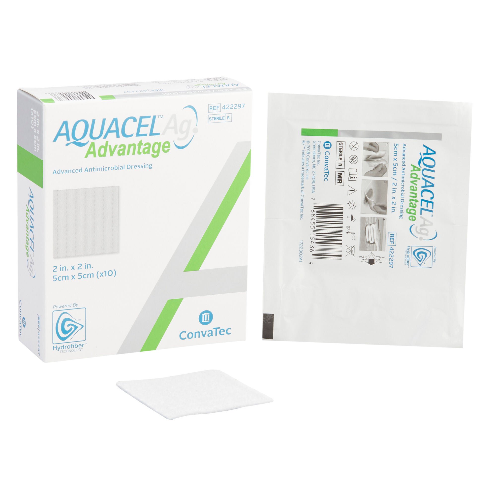 Aquacel® Ag Advantage Silver Dressing, 2 x 2 Inch