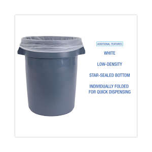 Boardwalk,  LLDPE Liner, 30 gal Capacity, 30 in Wide, 36 in High, 0.9 Mils Thick, White