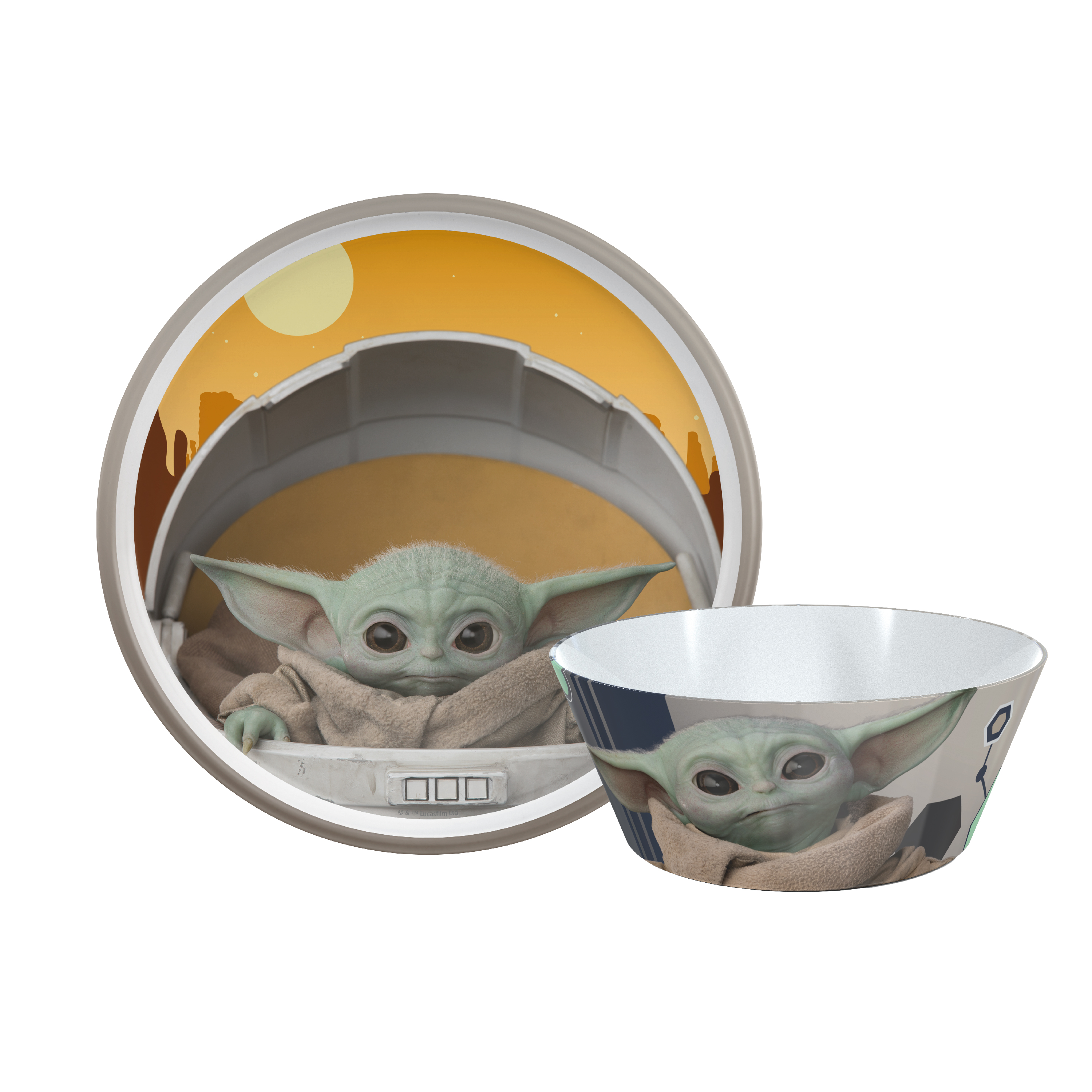 Star Wars: The Mandalorian Kids Dinnerware Set, The Child, 2-piece set slideshow image 2 Star Wars: The Mandalorian Kids Dinnerware Set, The Child, 2-piece set slideshow image 2