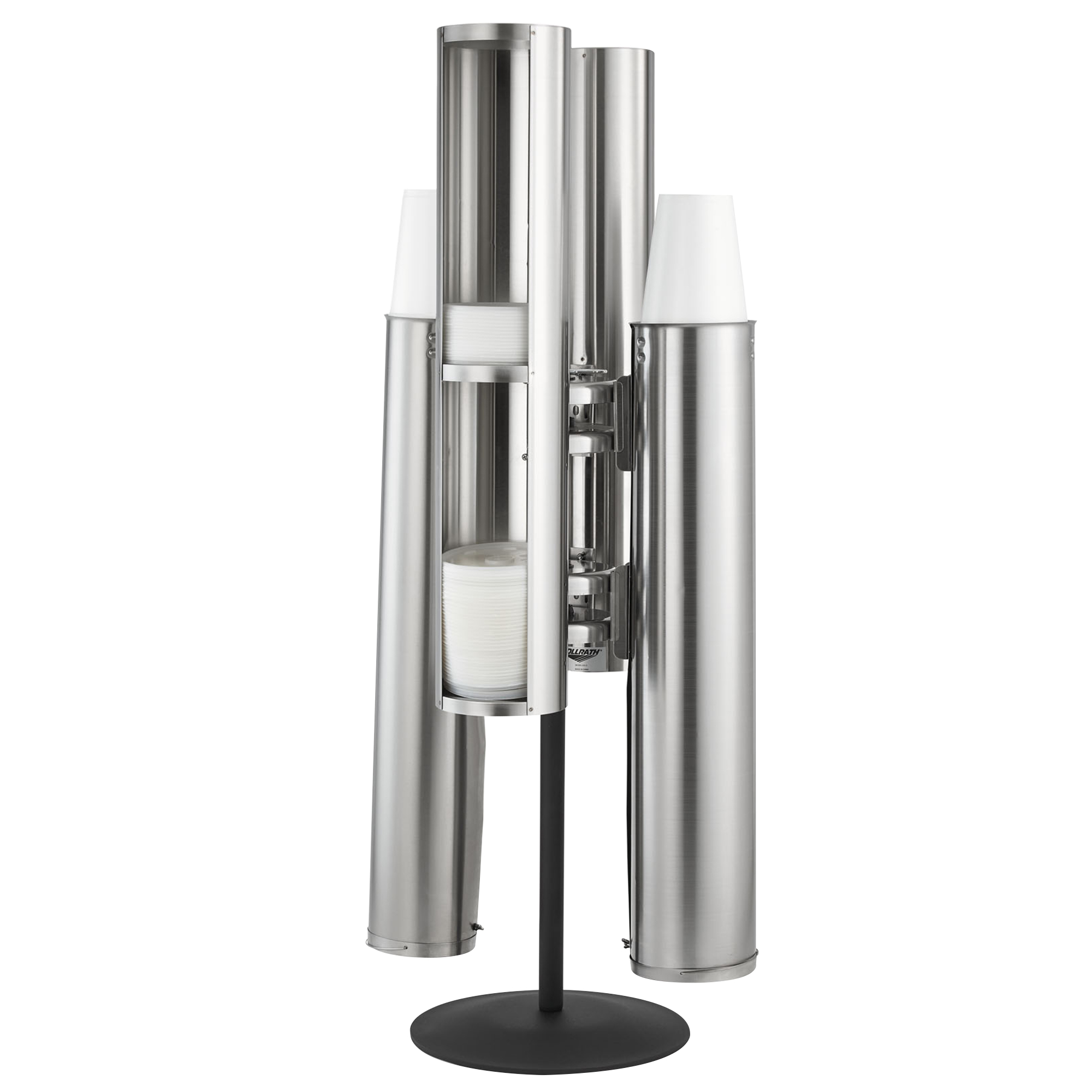 Stainless steel springloaded adjustable cup dispenser for 4 ⅛ to 4 ⅞
