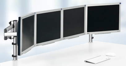 Position multiple monitors for perfectly aligned viewing.