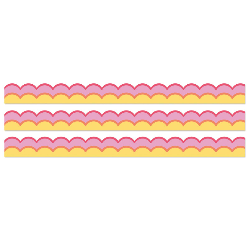 Happily Ever Elementary Retro Remix Warm Waves Scalloped Bulletin Board Borders, 39 Feet Per Pack, 3 Packs