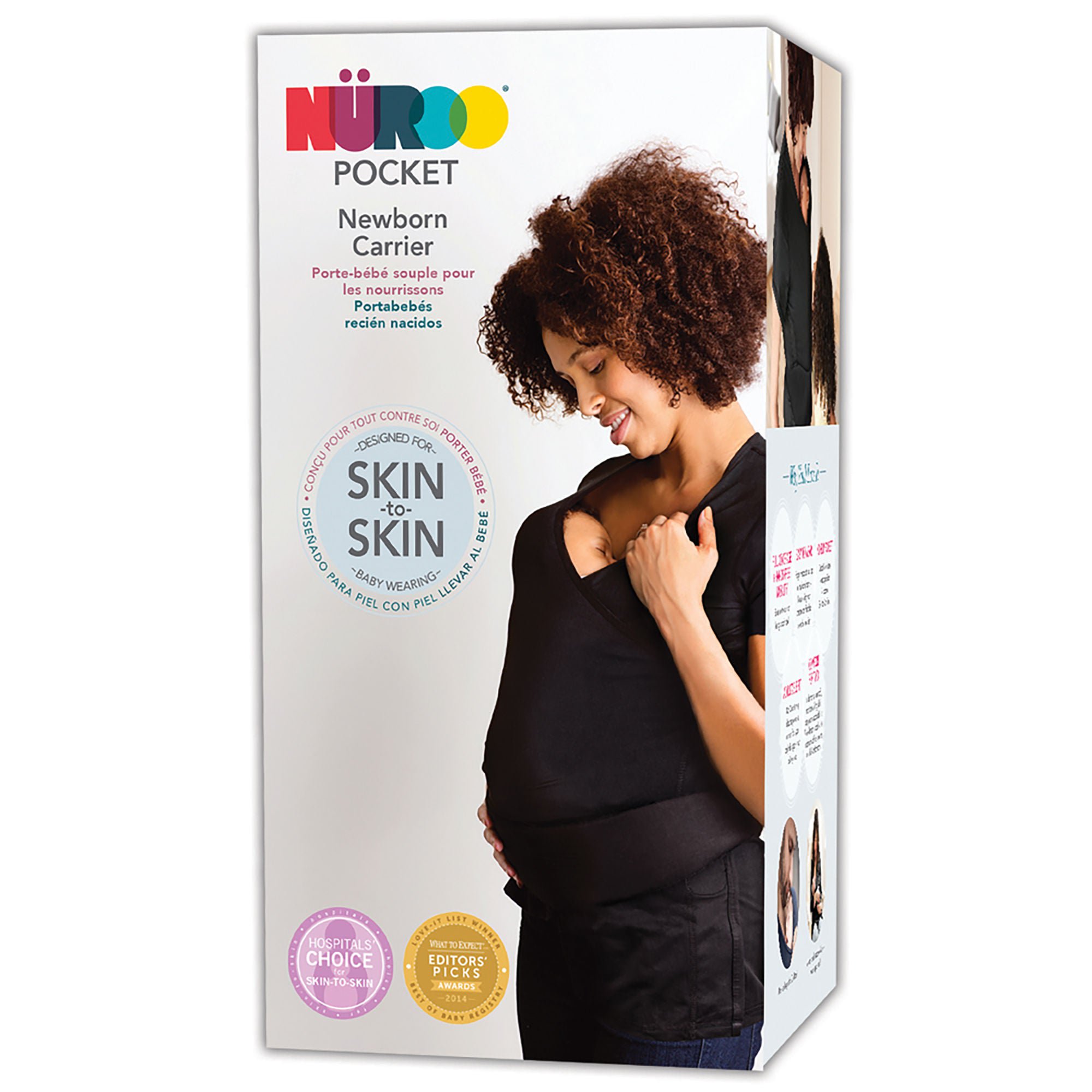NuRoo® Pocket Short Sleeve Pocket Baby Carrier, Black, Extra-Small