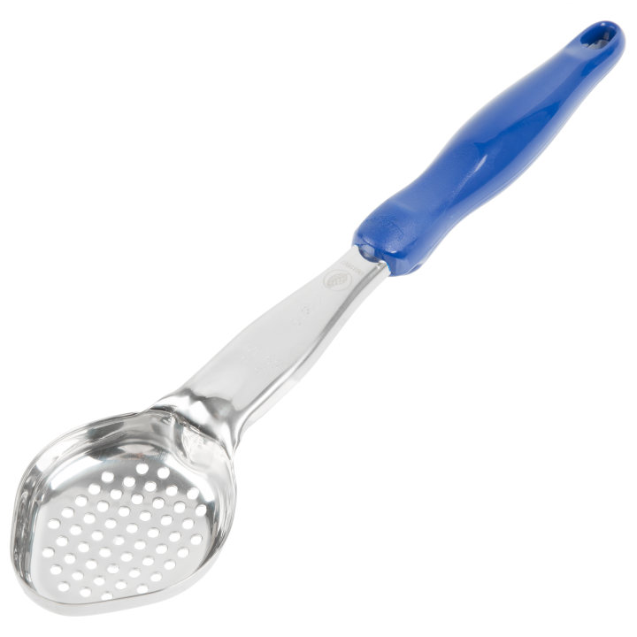 2-ounce one-piece heavy-duty perforated oval Spoodle® utensil with blue nylon handle